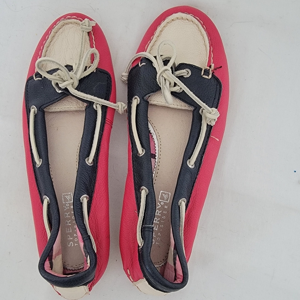 Sperry Top Sider Red White and Blue Casual Loafers with Nautical Design Size 6